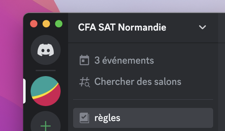 Discord : serveur affiché