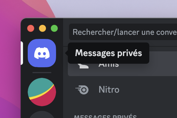 Discord : bouton Messages privés