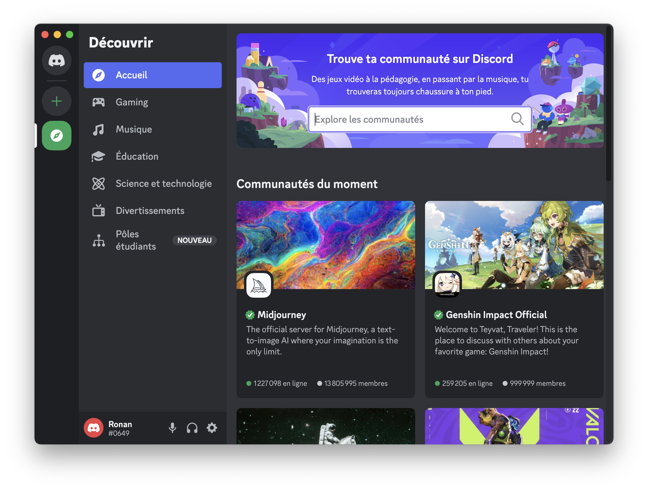 Discord : page pour explorer les serveurs publics