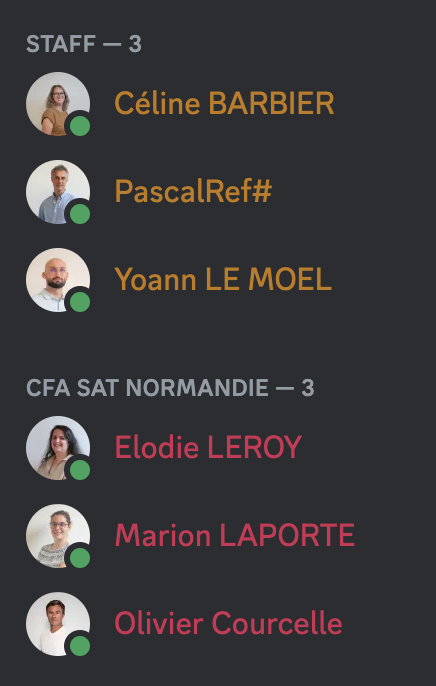 liste des membres Discord par groupe